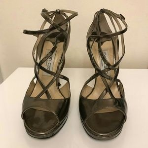 Jimmy Choo Pewter Pewter/Gold Strappy Sandals